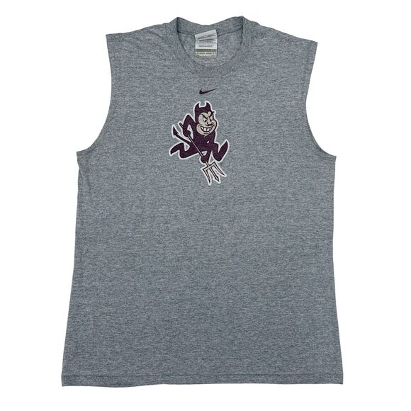 Vintage Arizona State Sun Devils Shirt Men Size Medium Gray Sleeveless Nike Team - Picture 1 of 8